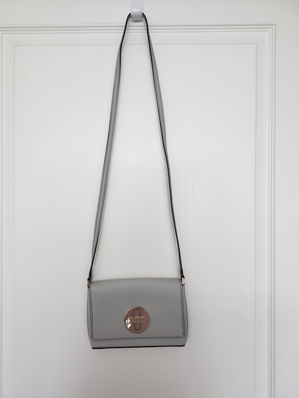 Kate Spade Gray Crossbody Shoulder Bag with Silver Hardware
